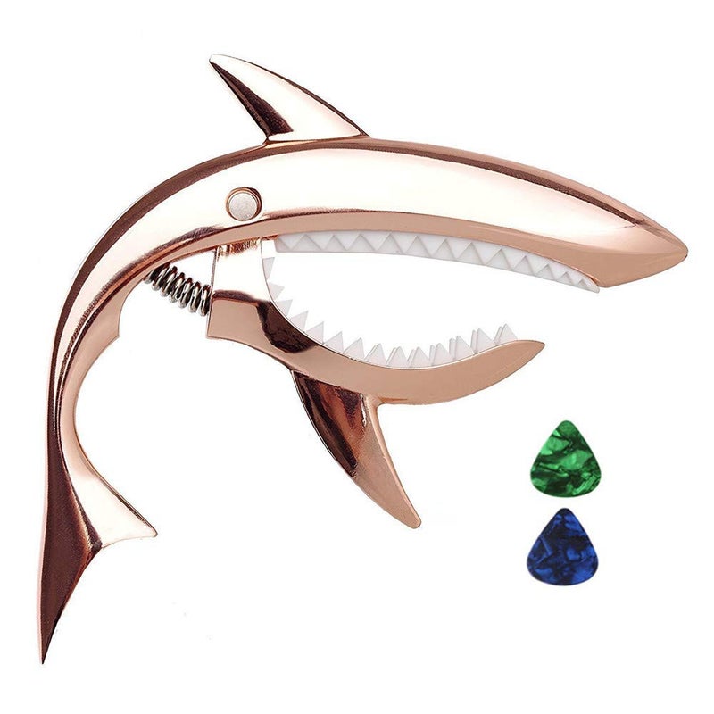 Imelod Zinc Alloy Guitar Capo Shark Capo for Acoustic and Electric Guitar with Good Hand Feeling, No Fret Buzz and Durable(Rose Gold) - Image 1
